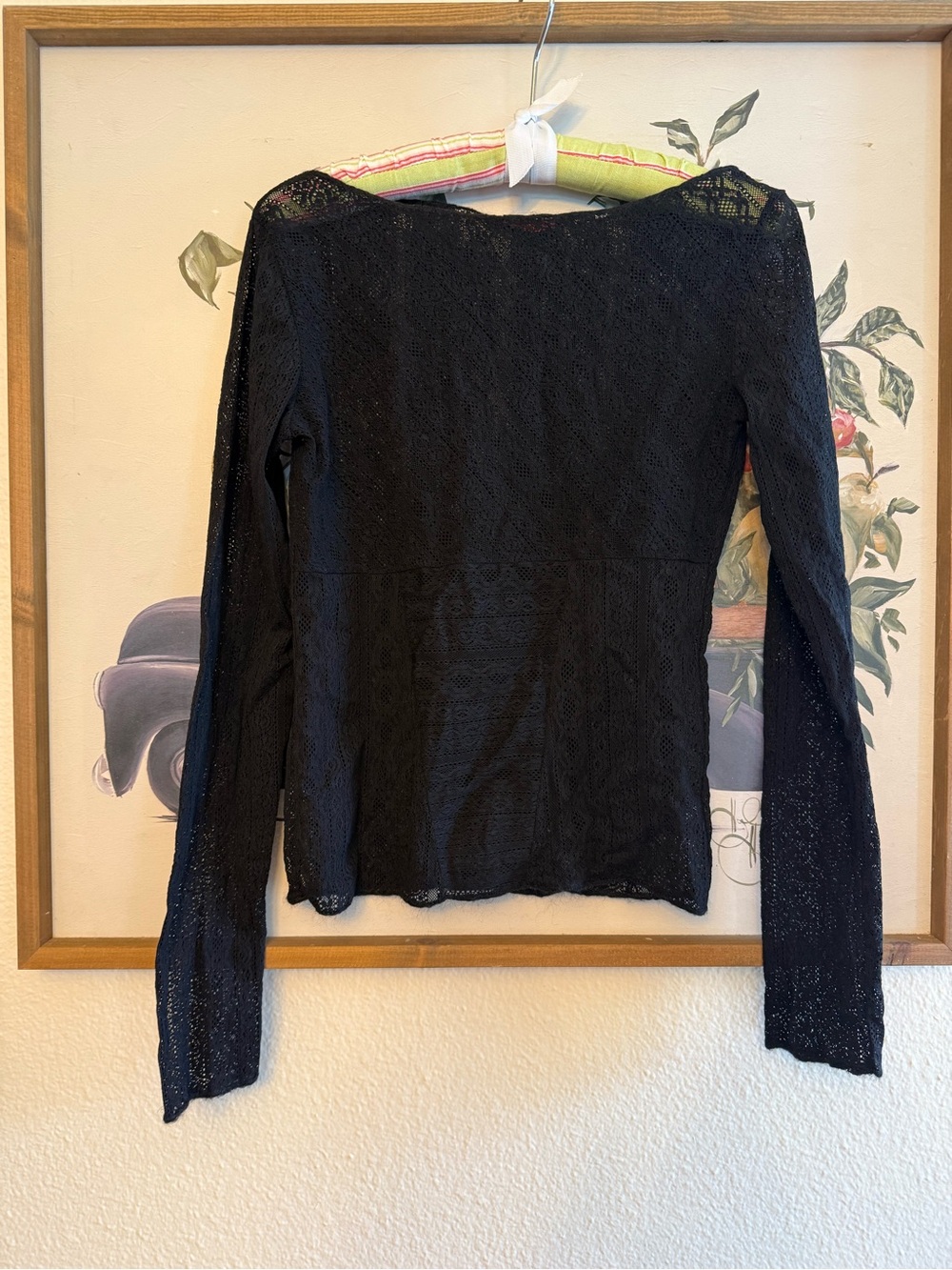 Y2K Euro Vtg Compagnia Italiana Black Lace Long-Sleeve Women's‎ Top